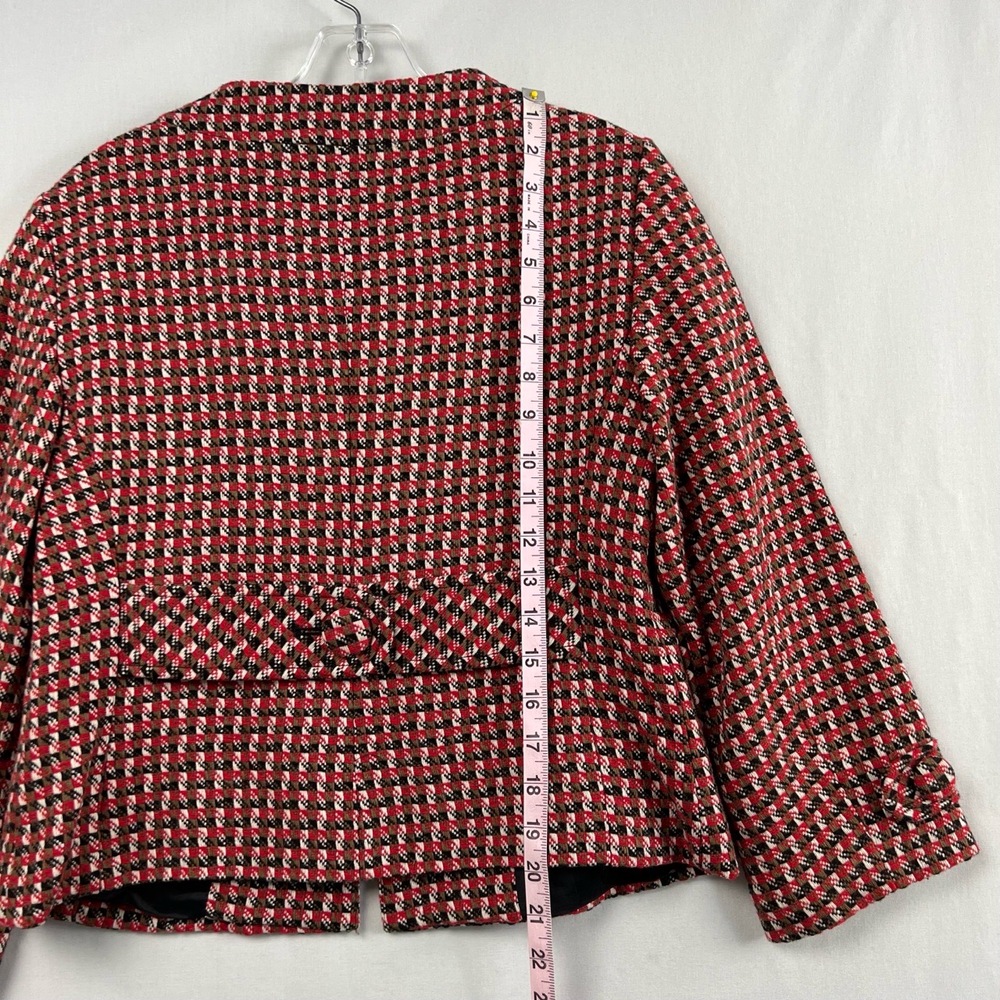 Loft Swing Jacket Womens 6 Boxy Houndstooth Tweed Red Black Career - Picture 7 of 13